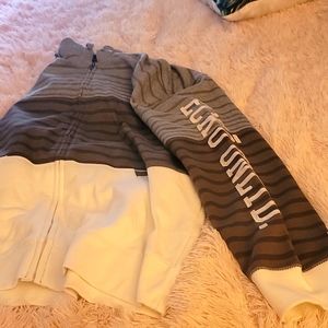 Men 2xl zip up jacket gray, white and charcoal